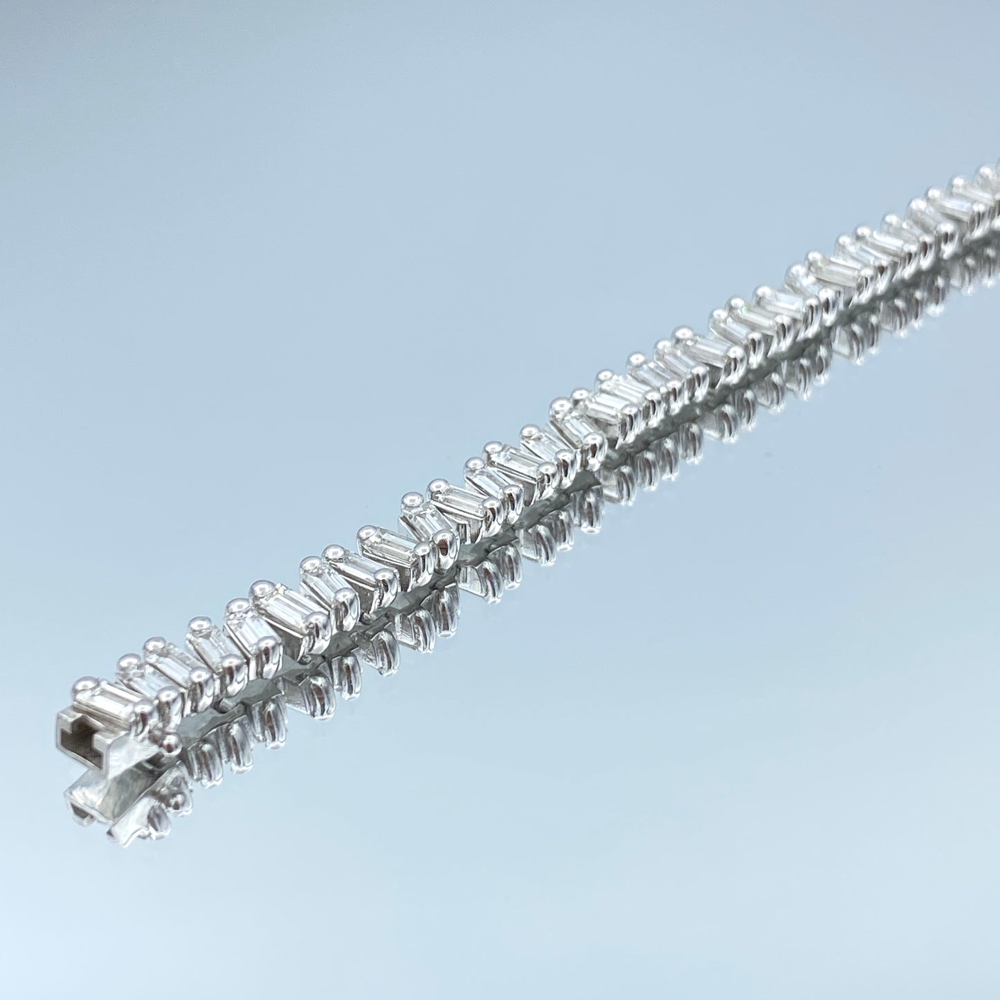 Baguette-Cut Diamond Tennis Bracelet in 14K White Gold - L and L Jewelry