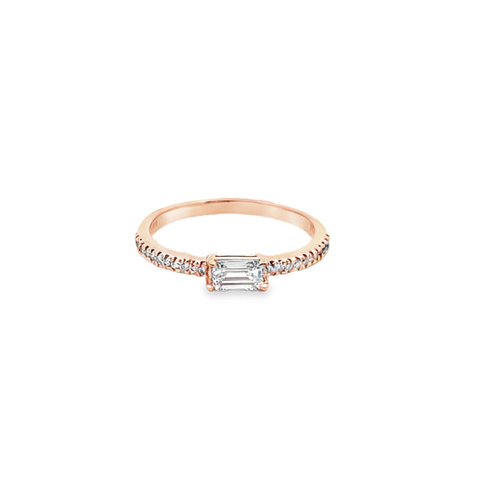 Baguette-Cut Diamond Ring in 14K Rose Gold