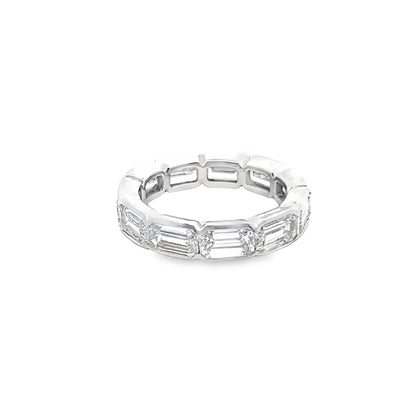 East-West Emerald Cut Diamond Eternity Band in 14K White Gold