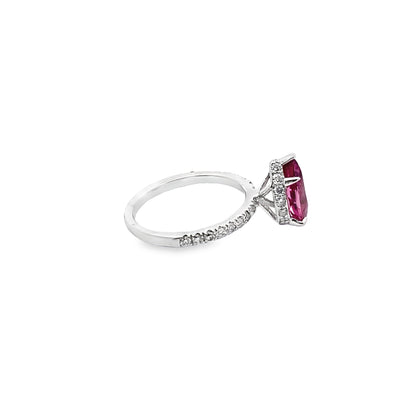 Pear-Shape Tourmaline and Diamond Ring in 14K White Gold