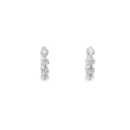 Mini Floating Diamond Huggie Earrings in 14K White Gold