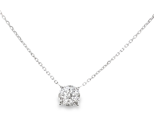 Round-Cut Diamond Cluster Pendant Necklace in 14K White Gold