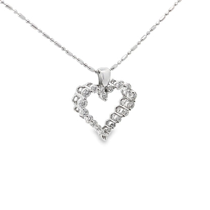 Diamond Heart Pendant Necklace in 14K White Gold