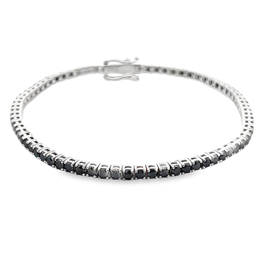 Black Diamond Tennis Bracelet in 14K White Gold