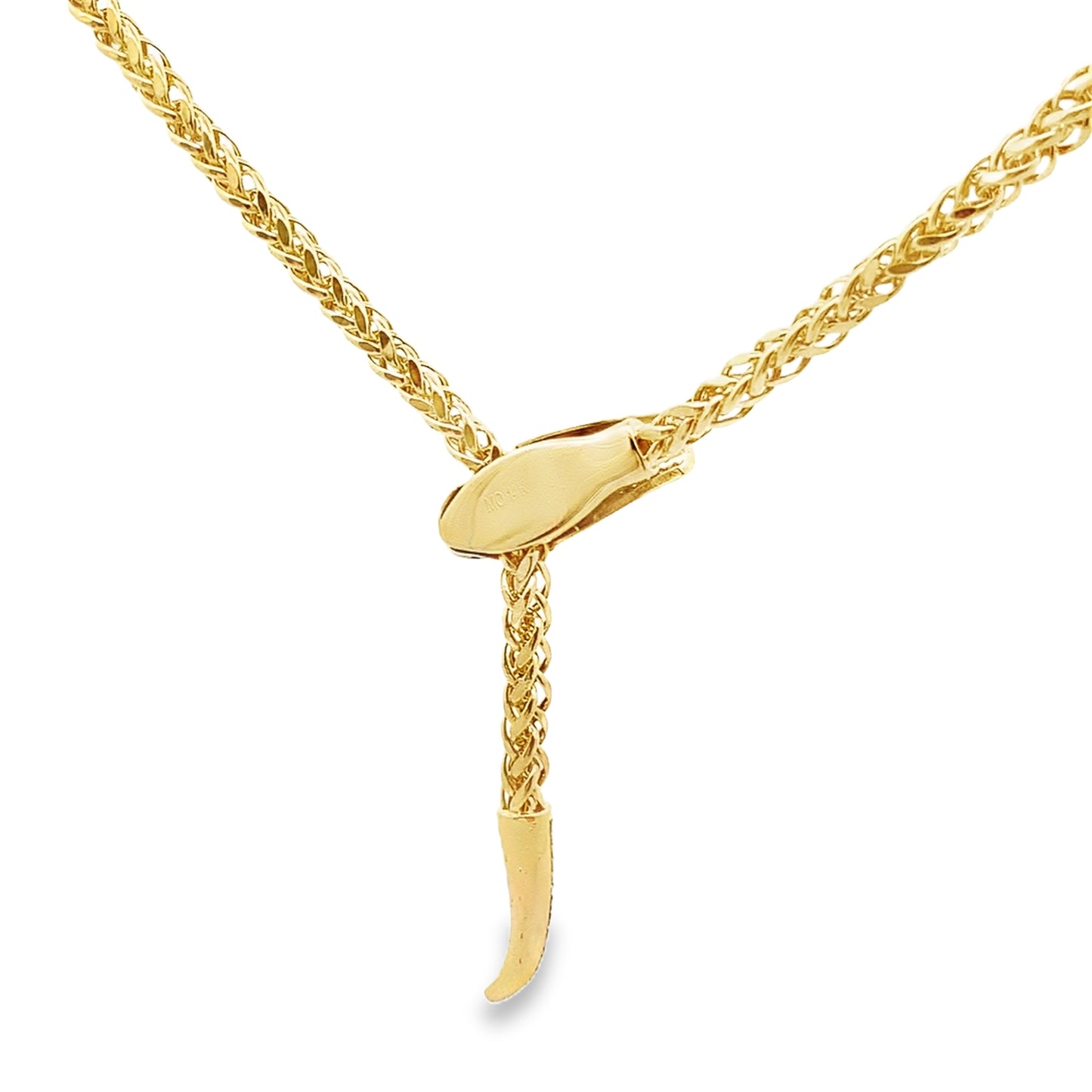 Adjustable Snake Chain Necklace in 14K Yellow Gold with Ruby and Diamonds