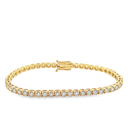 Round Brilliant-Cut Diamond Cupcake Tennis Bracelet in 14K Yellow Gold LoverlyGrey Collection