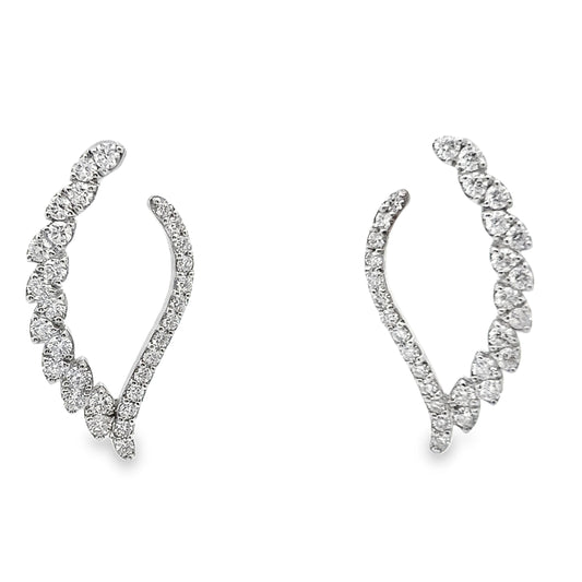 Angel Wing Diamond Earrings in 14K White Gold