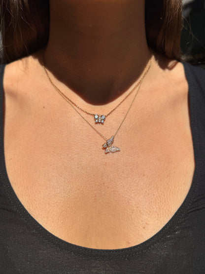 Diamond Butterfly Necklace in 14K Rose Gold