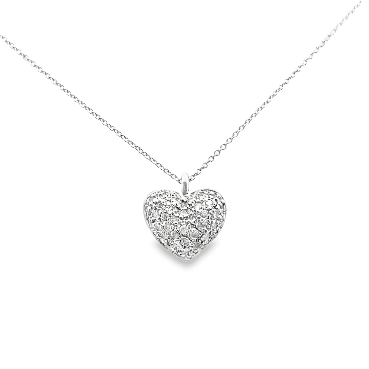 Diamond Heart Necklace in 14K White Gold