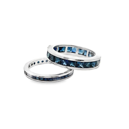 Channel Set Princess-Cut Sapphire Eternity Ring in 14K White Gold