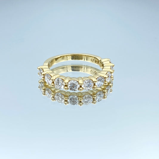 Nine Stone Round-Cut Diamond Ring  in 14K Yellow Gold - L and L Jewelry