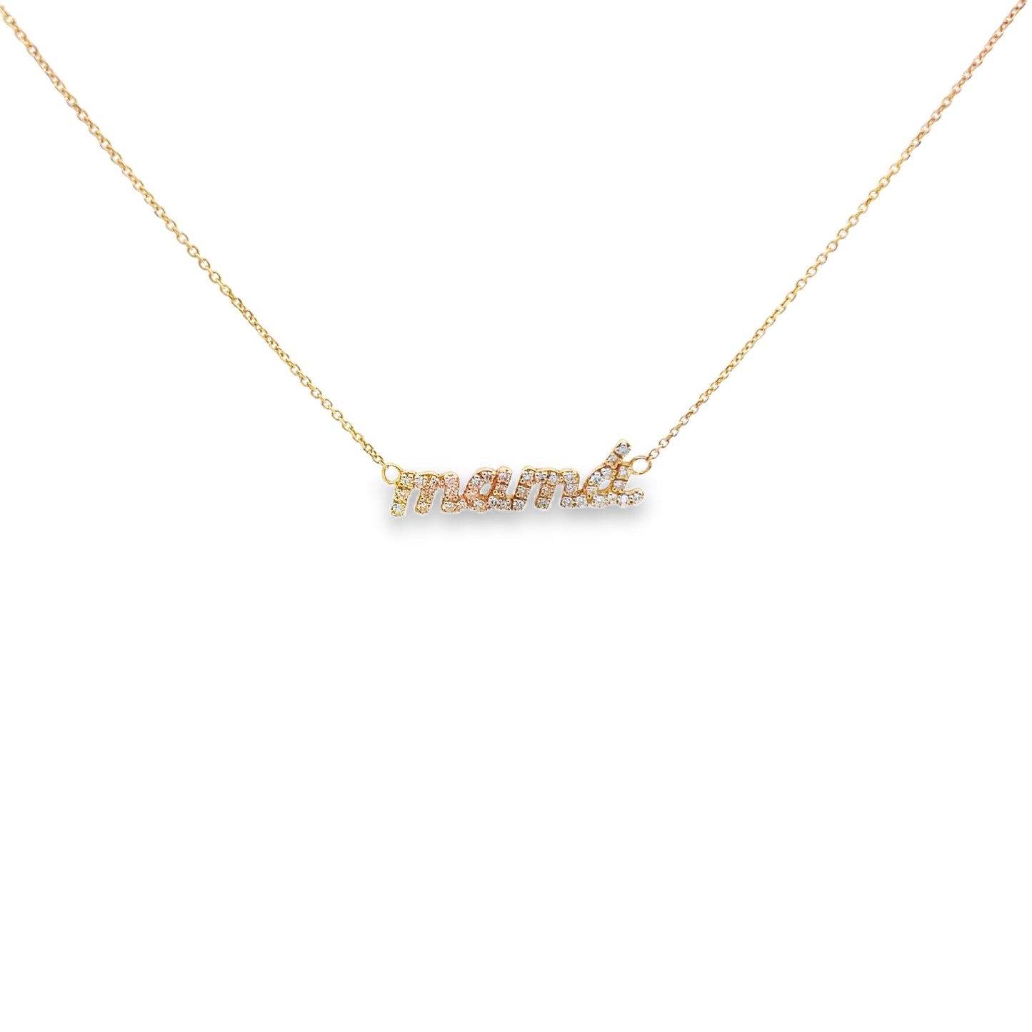 Mama Name Diamond Pendant Necklace in 14K Yellow Gold