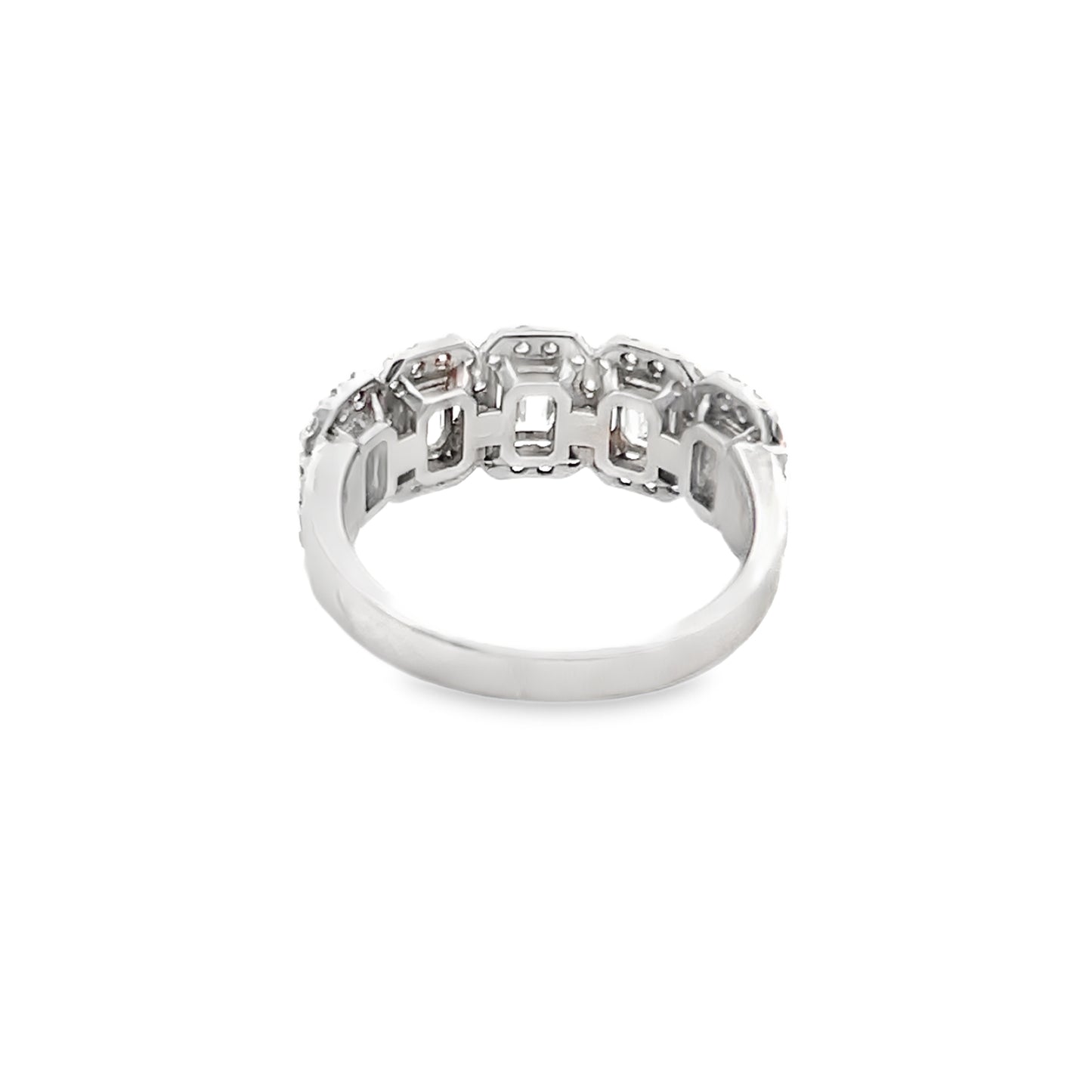 Five-Stone Diamond Halo Ring in 14K White Gold