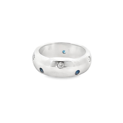 Diamond and Sapphire 14K White Gold Band