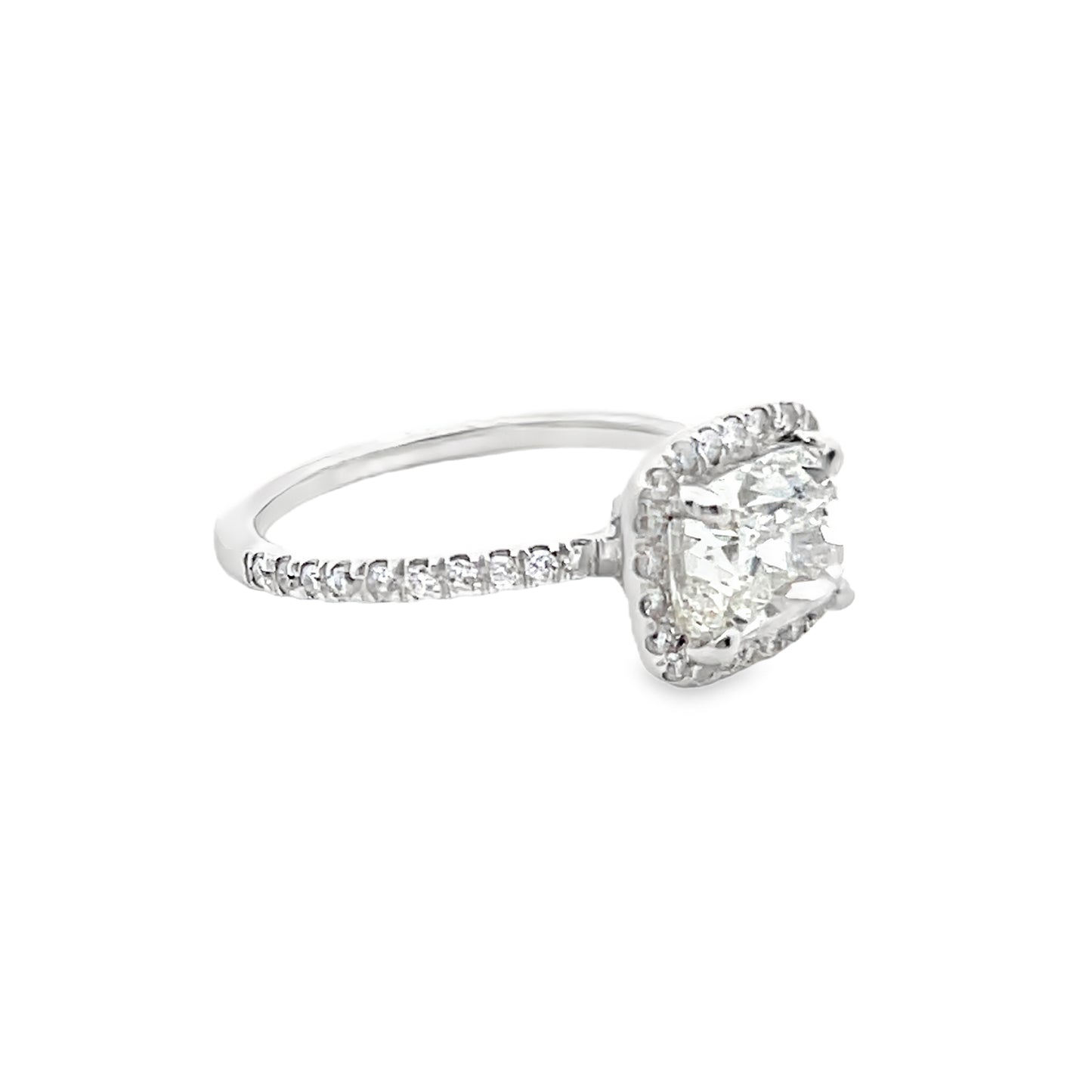 Halo Cushion-Cut Diamond Engagement Ring in Platinum