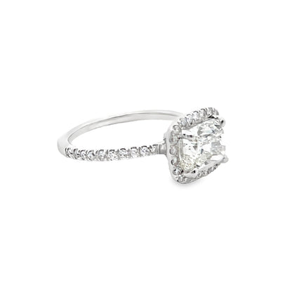 Halo Cushion-Cut Diamond Engagement Ring in Platinum