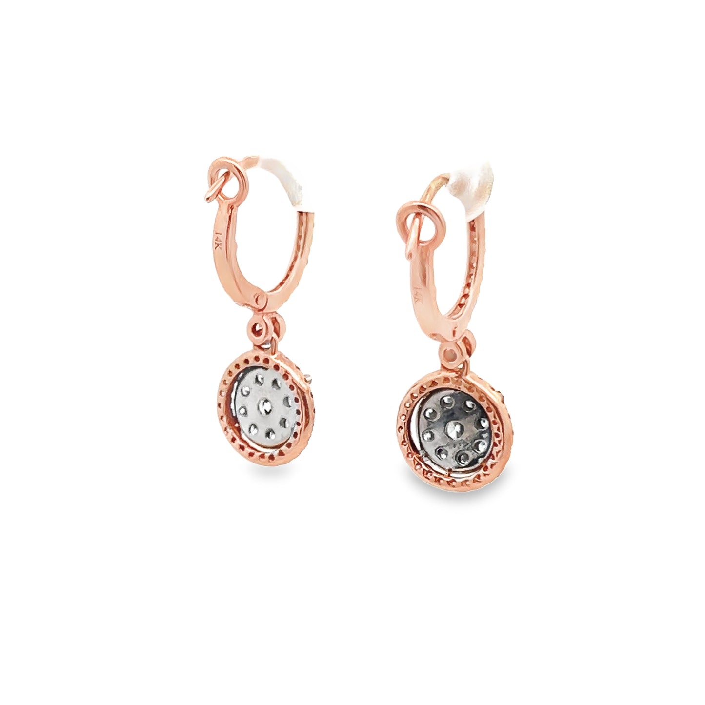 Round Brilliant-Cut Diamond Drop Earrings in 14K Rose Gold