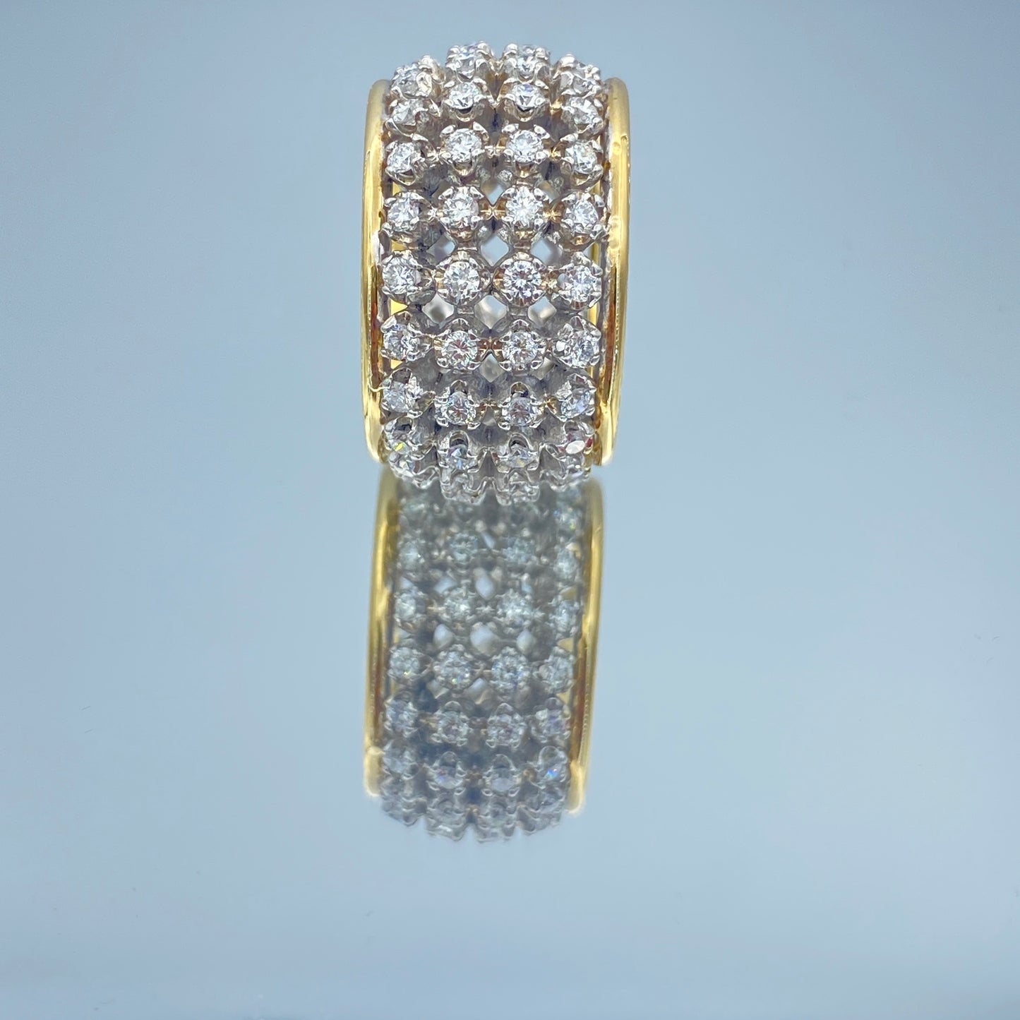 Two Tone Diamond Eternity Ring 14K White and Yellow Gold