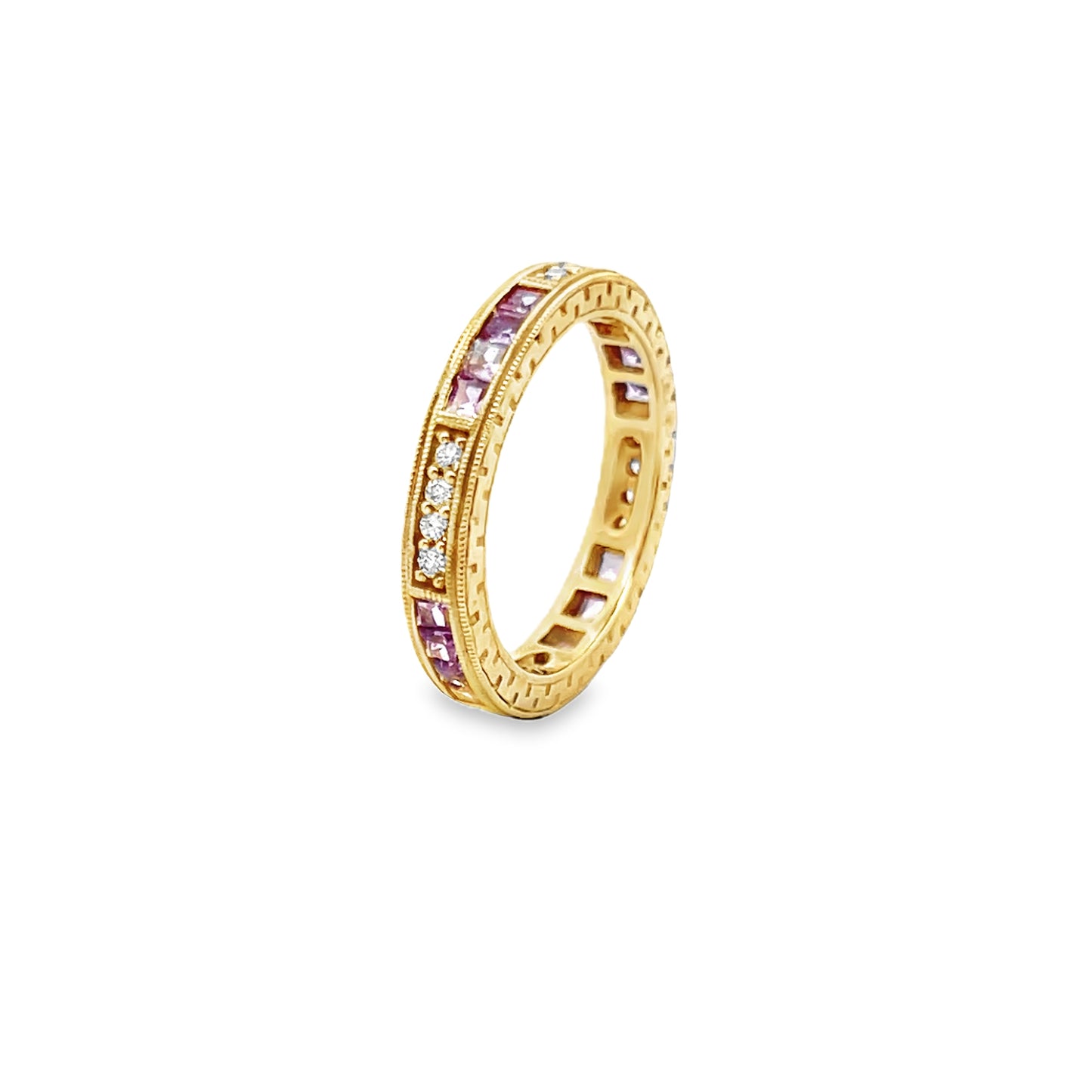 Sapphire and Diamond Eternity Ring in 14K Yellow Gold