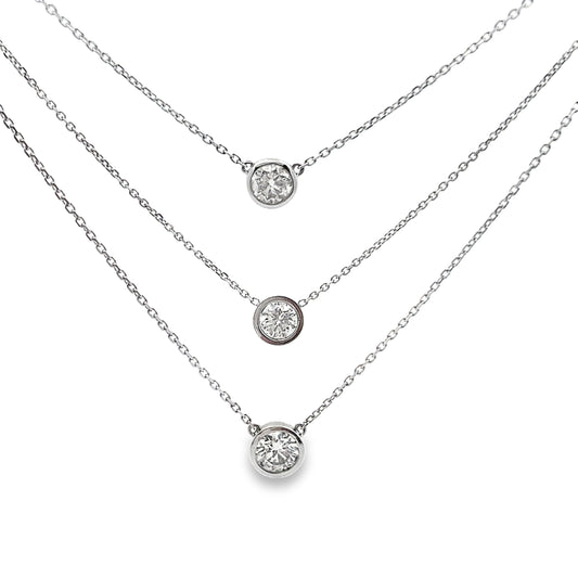 Bezel Set Round Brilliant-Cut Diamond Pendant in 14K White Gold