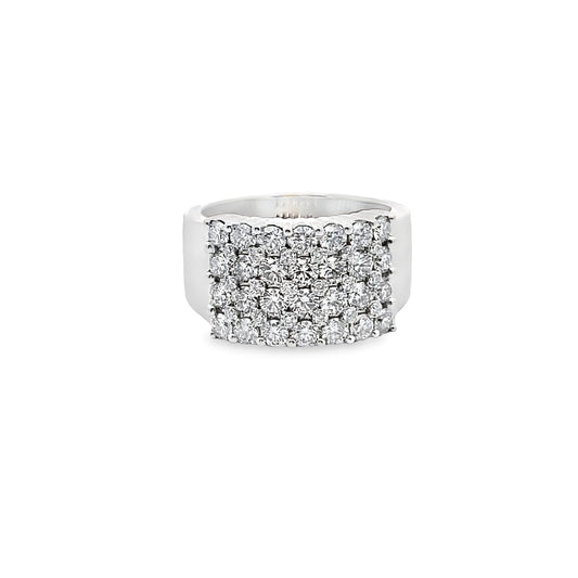 Multi Row Round-Cut Diamond Ring in 14K White Gold