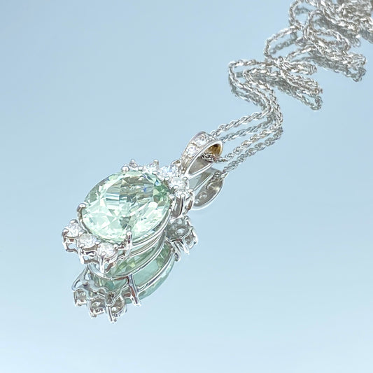 Tourmaline and Diamond Necklace in 14K White Gold - L and L Jewelry