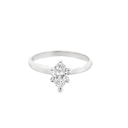 Solitaire Marquise-Cut Diamond Engagement Ring in 14K White Gold