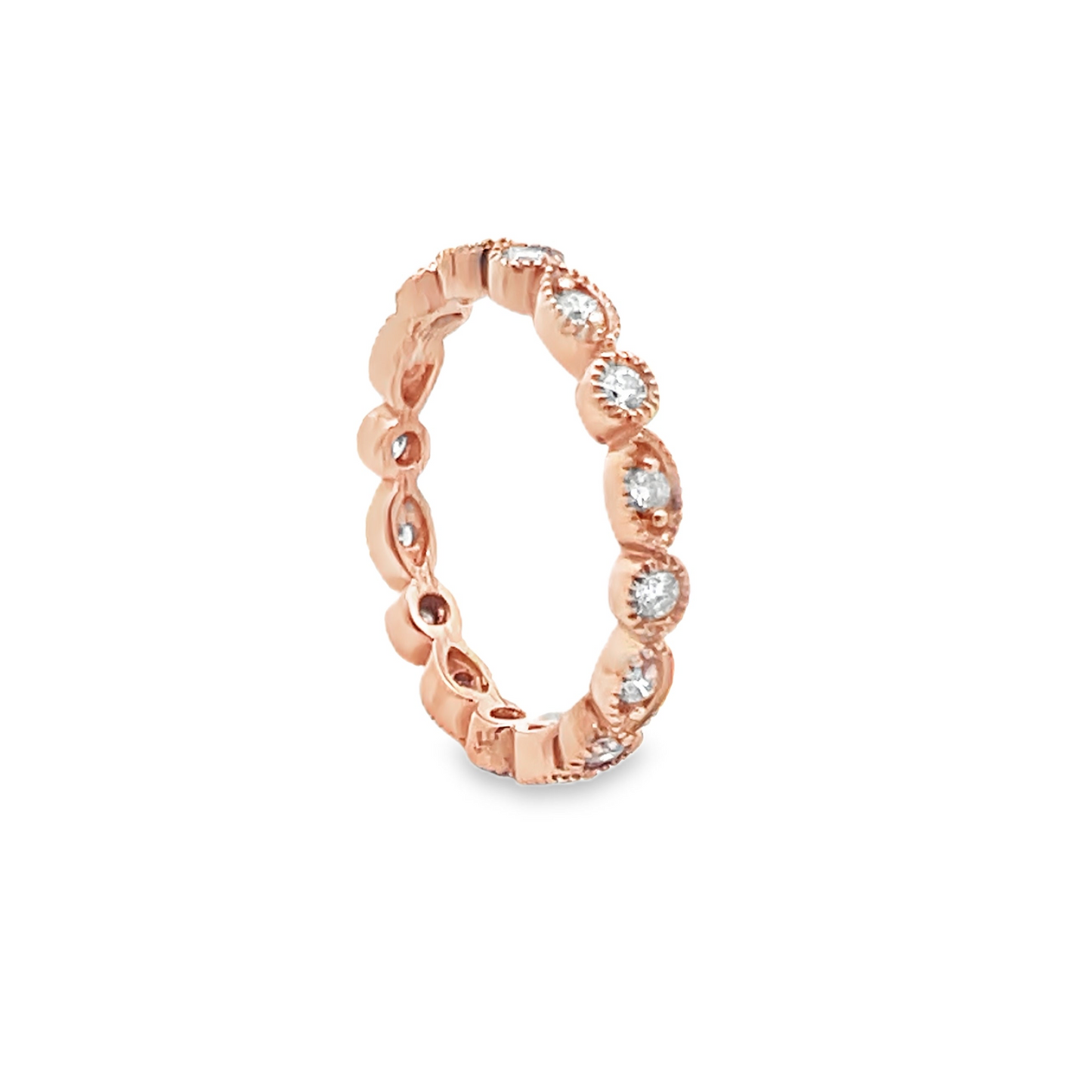 Vintage Look Diamond Eternity Ring in 14K Rose Gold