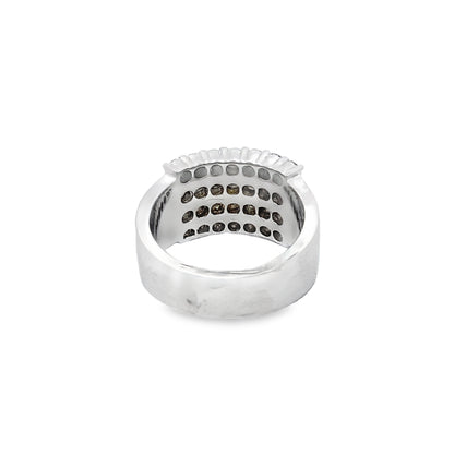 Multi Row Round-Cut Diamond Ring in 14K White Gold