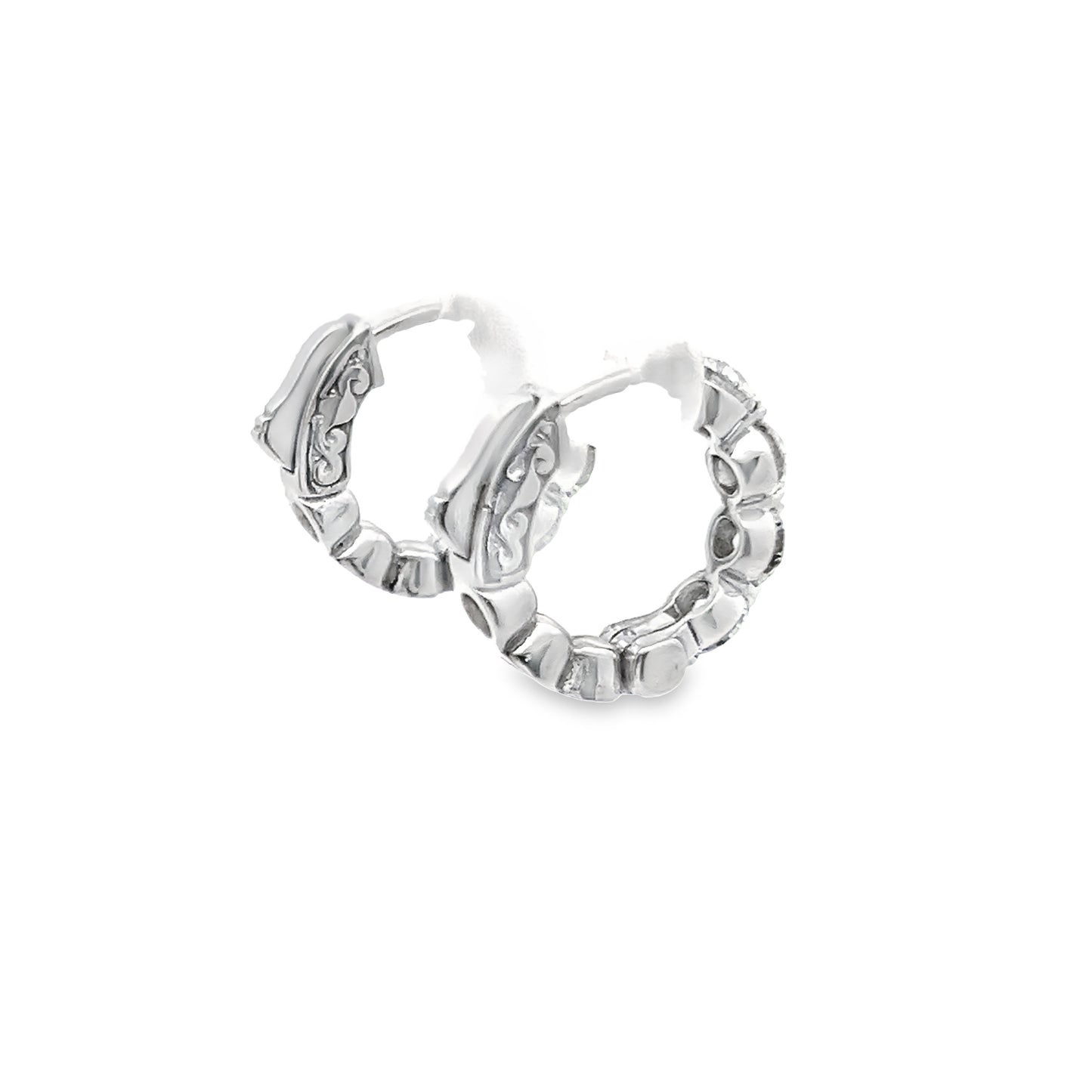 LKS Floating Diamond Hoop Earring in 14K White Gold