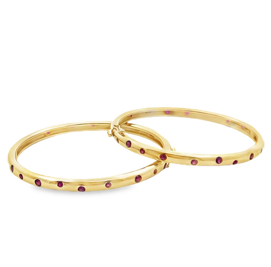 Ruby and 14K Gold Bangle Bracelet