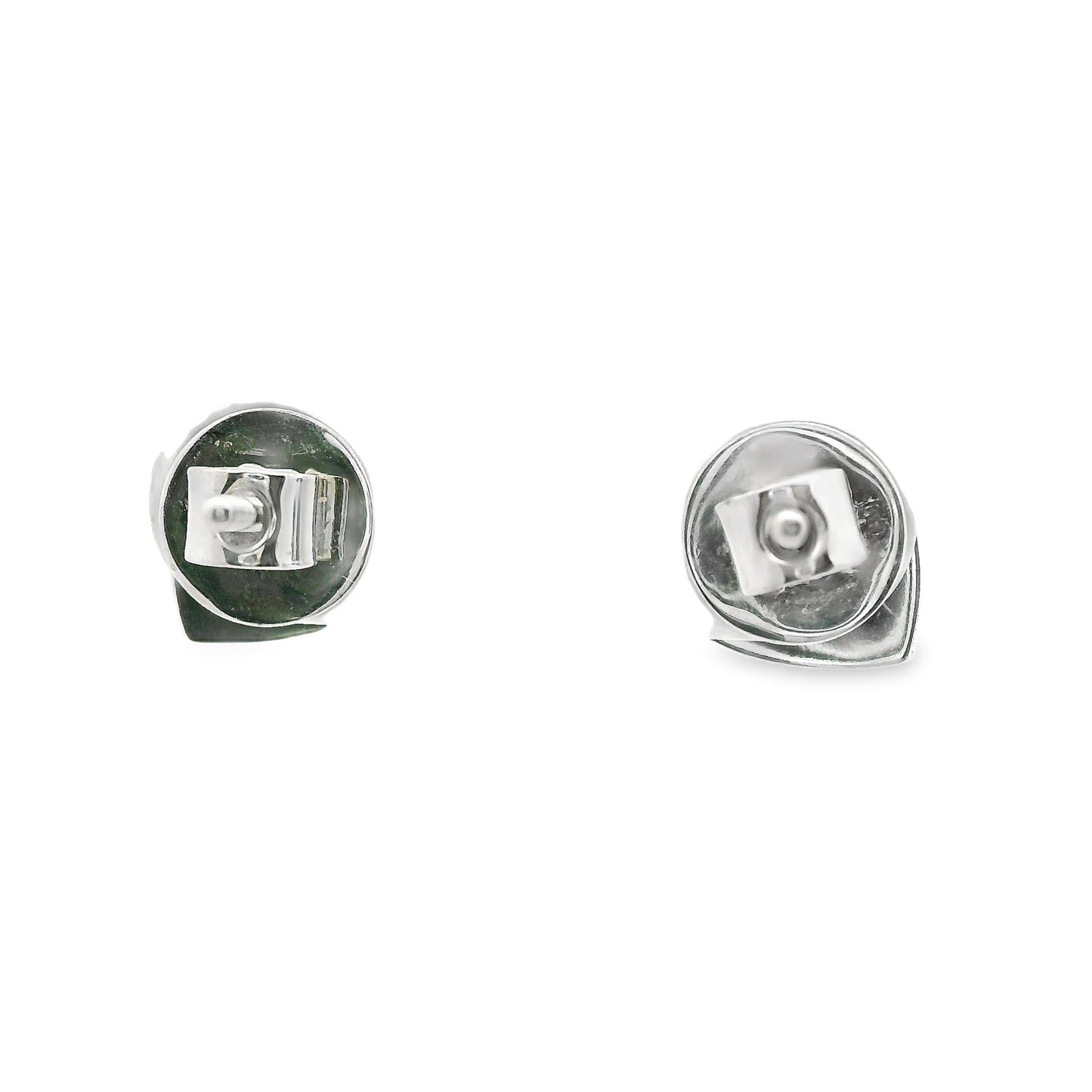 Heart Shape Baguette and Round Diamond Earrings in 14K White Gold