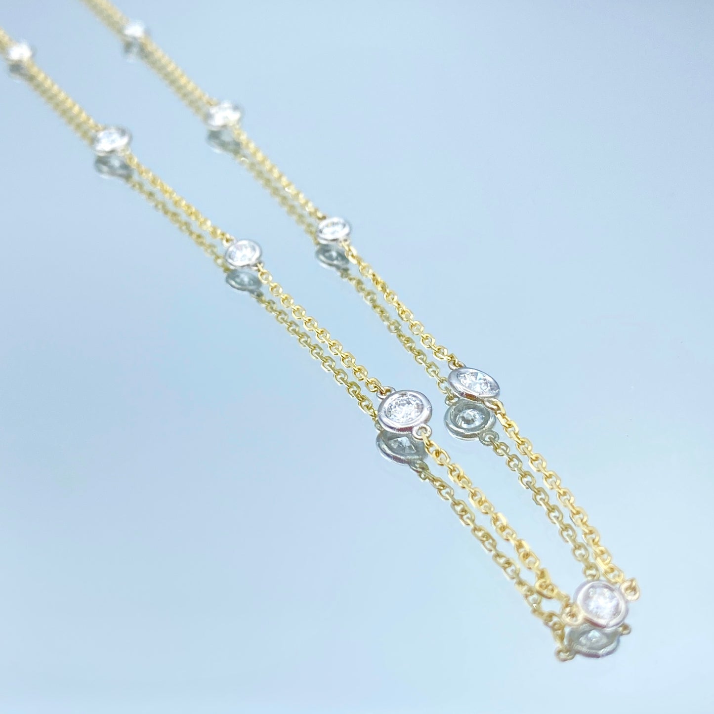 Two-Tone Diamond by the Yard Necklace in 14K Yellow and White Gold - L and L Jewelry