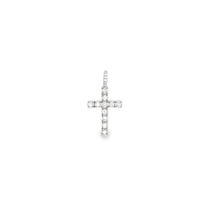 Round Cut Diamond Cross Necklace in 14K White Gold