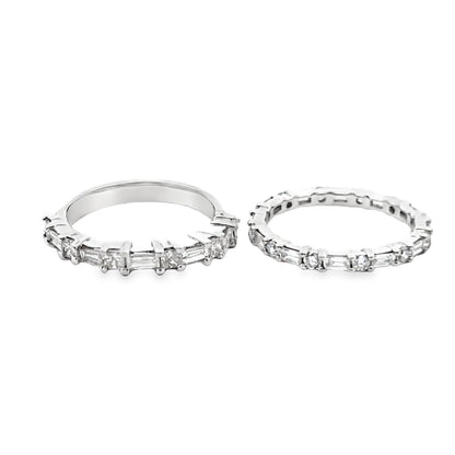 Baguette-Cut and Round-Cut Diamond Eternity Ring in 14K White Gold