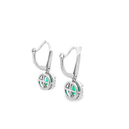 Dangly Green Emerald and Diamond Earrings