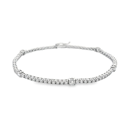 Alternating Round Diamond Tennis Bracelet in 14K Gold