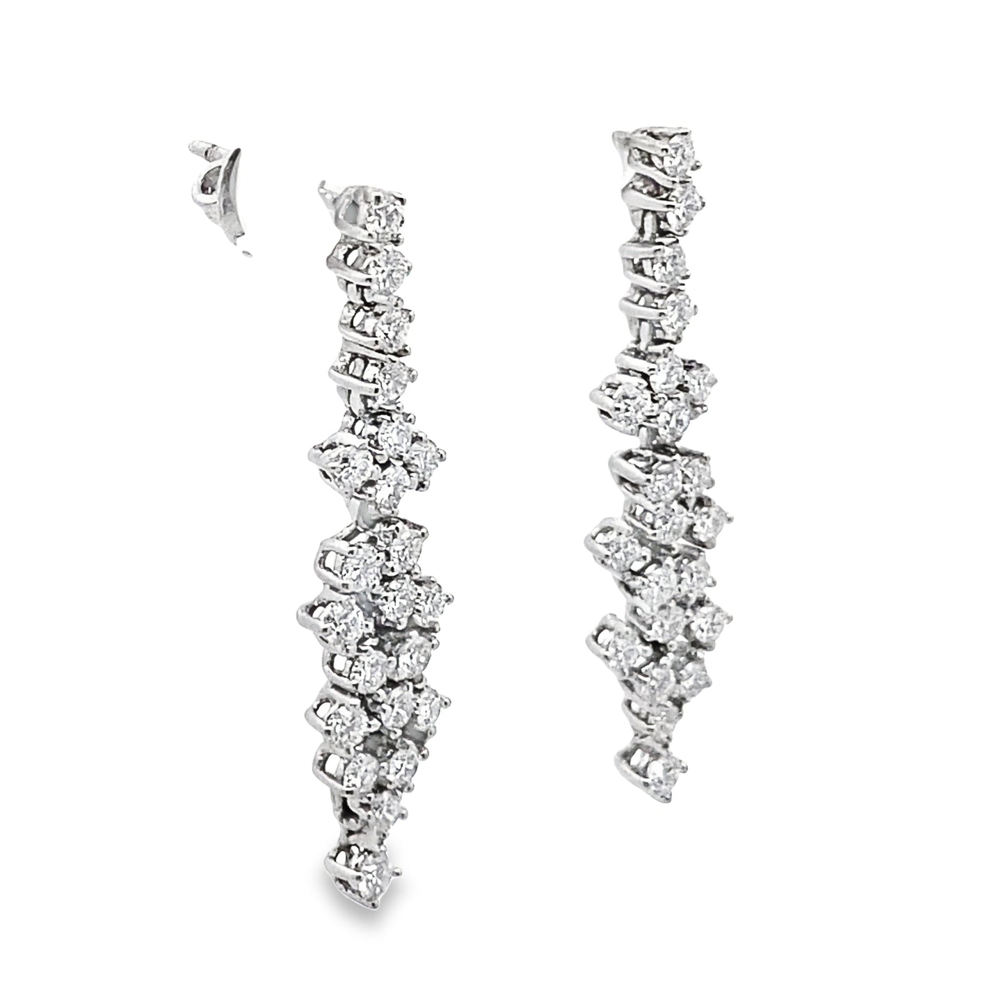 Dangly Diamond Statement Earrings in 14K White Gold
