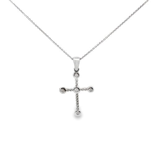 Diamond Cross Necklace in 14K White Gold