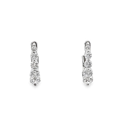 Graduating Diamond Hoop Earrings in 14K White Gold