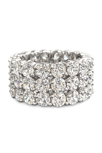 Three Row Round Brilliant-Cut Diamond Eternity Ring in 14K White Gold