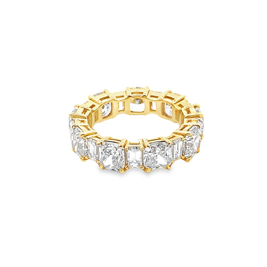 Alternating Cushion-Cut and Emerald-Cut Diamond Eternity Ring in 18K Yellow Gold