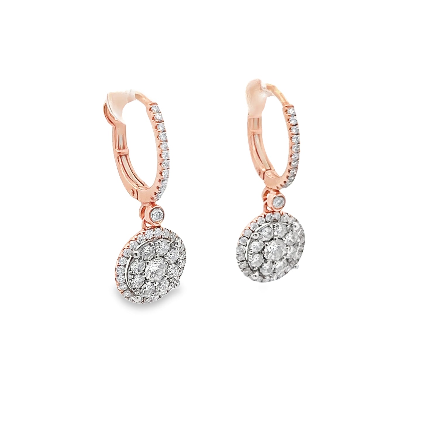 Round Brilliant-Cut Diamond Drop Earrings in 14K Rose Gold