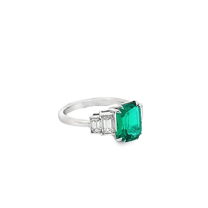 Emerald and Diamond Ring in Platinum