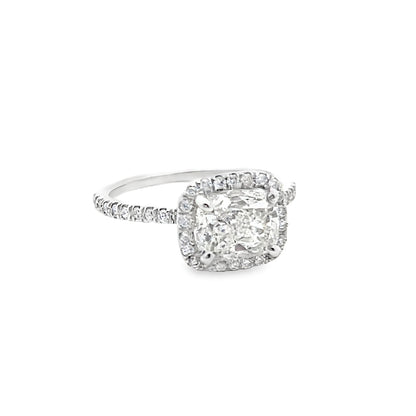 Halo Cushion-Cut Diamond Engagement Ring in Platinum