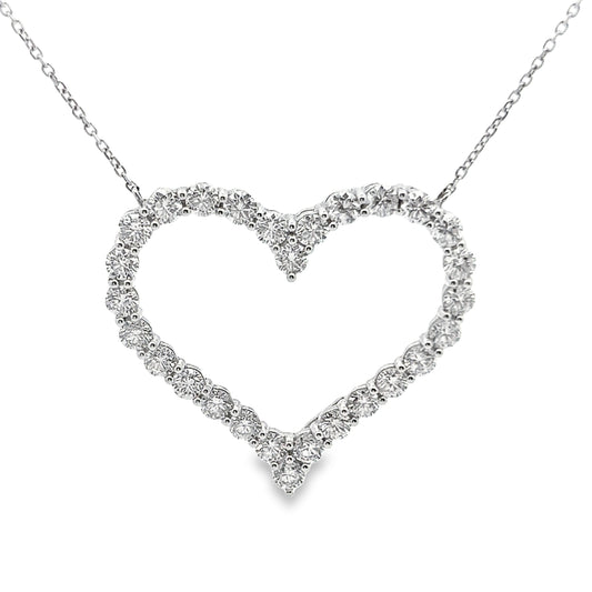 Heart Shape Diamond Pendant Necklace in 14K White Gold