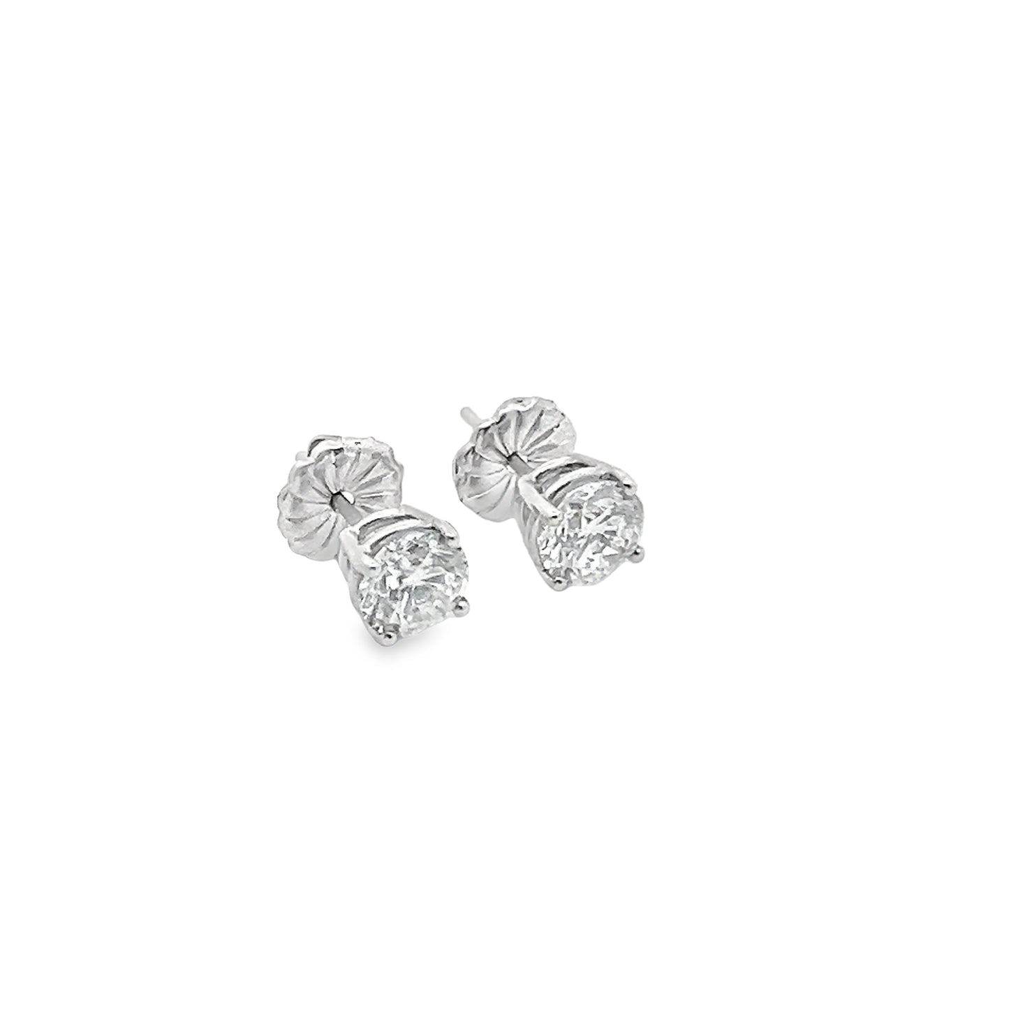 Classic 4-Prong Set Diamond Studs in 14K White and Yellow Gold