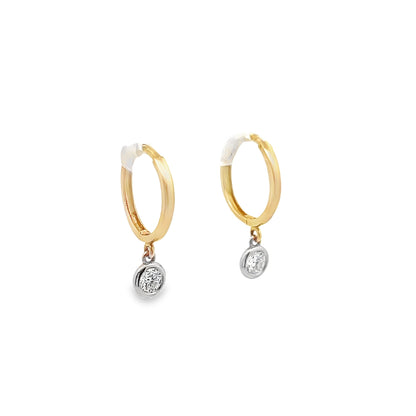 Floating Diamond Hoop Earrings in 14K Yellow Gold