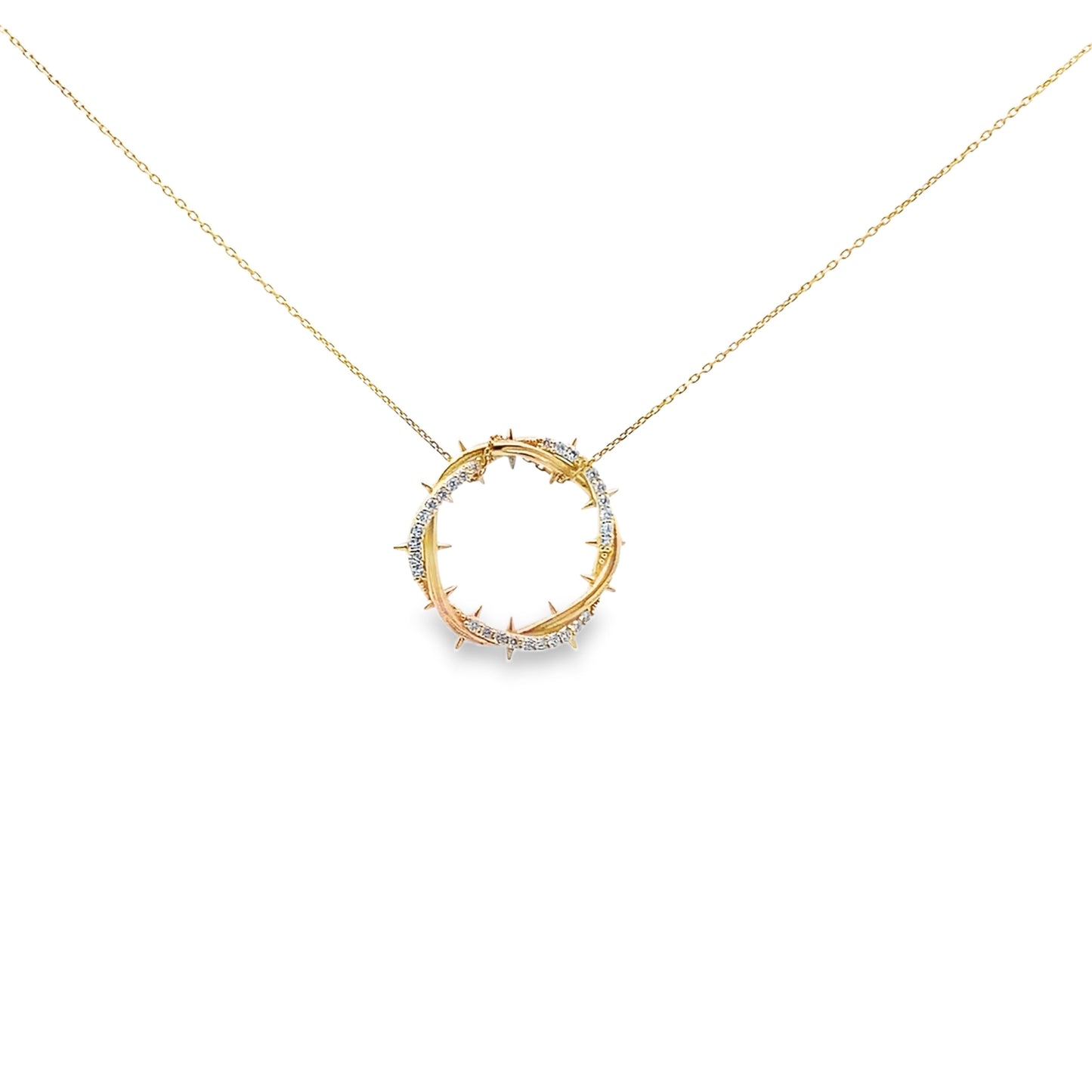 Crown of Thorns Diamond Encrusted Pendant Necklace in 14K Yellow Gold