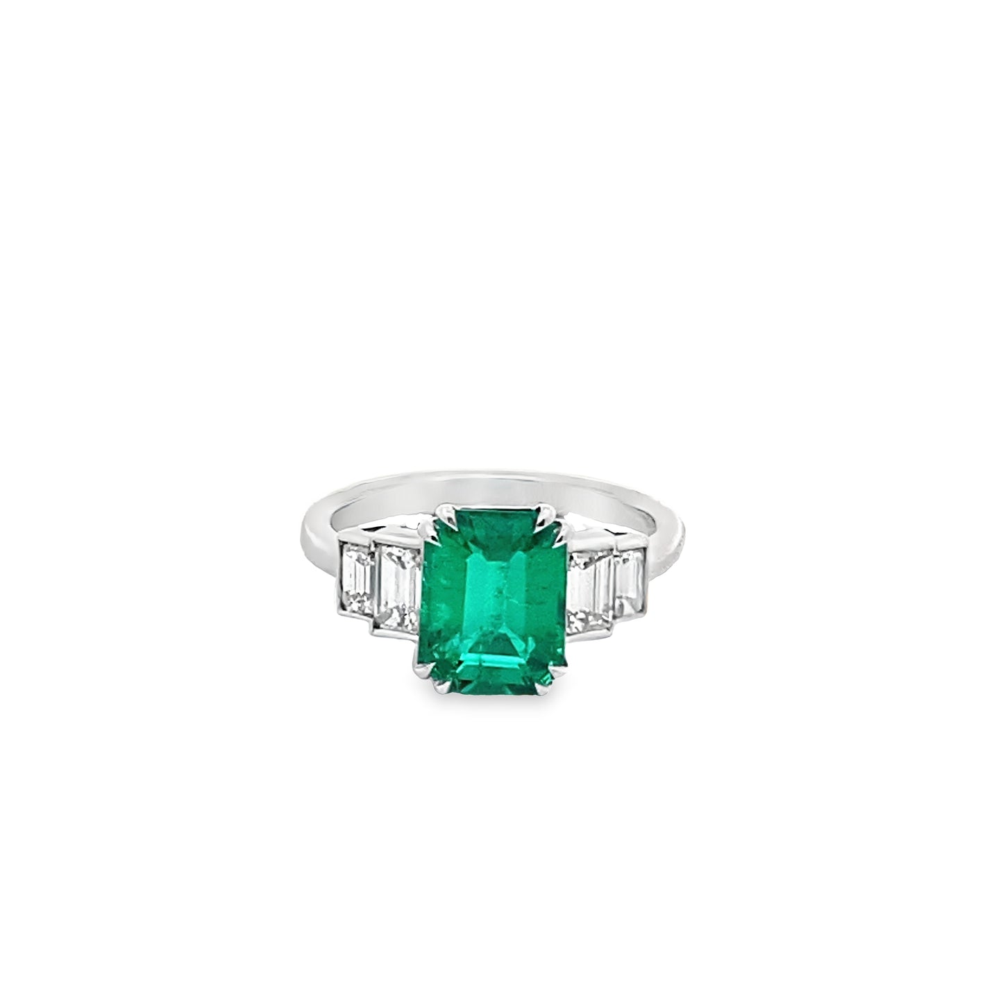 Emerald and Diamond Ring in Platinum